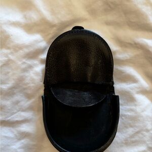 Italian Black Leather Coin Pouch
